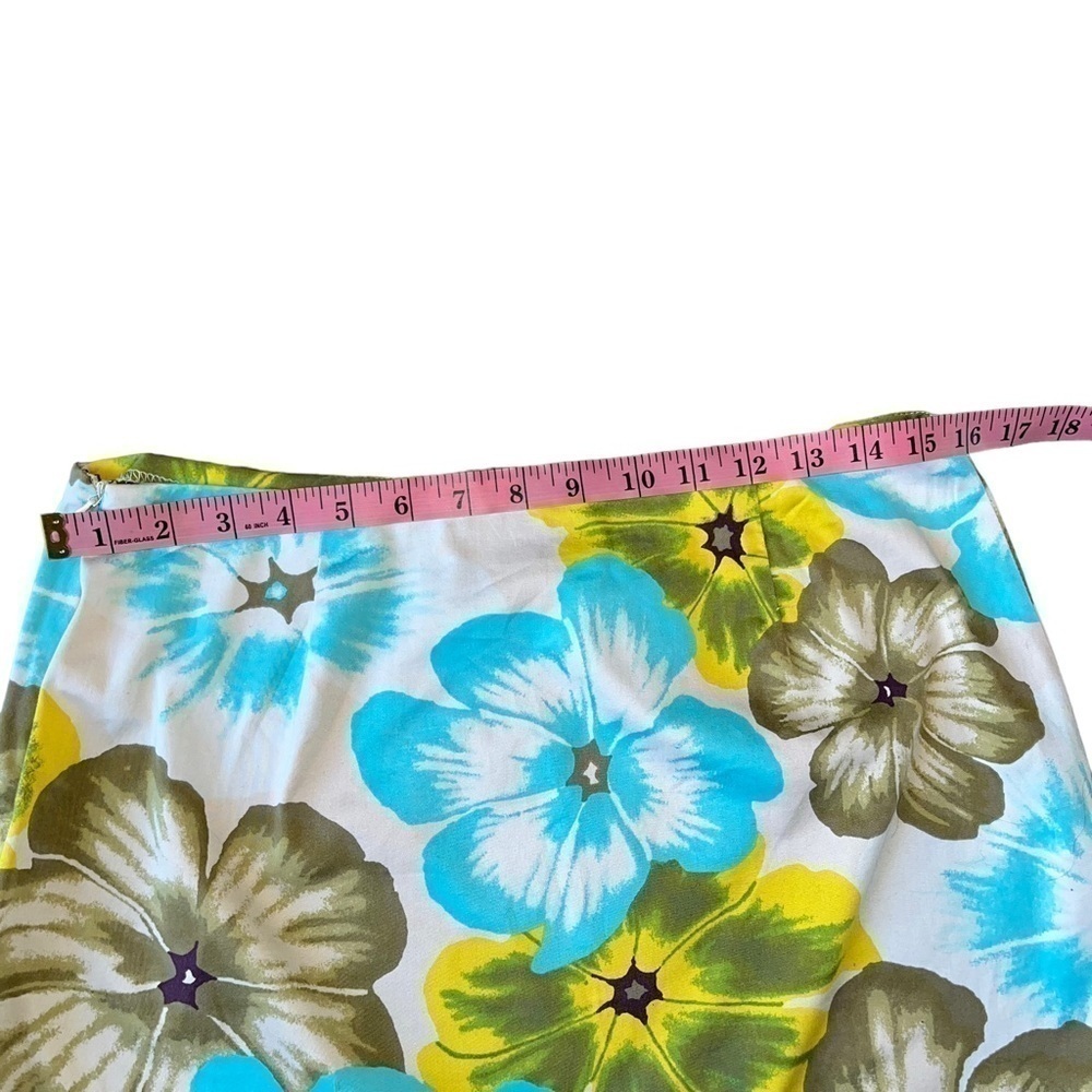 Express Floral Turquoise Green Stretchy Mini Skirt - Picture 3 of 6